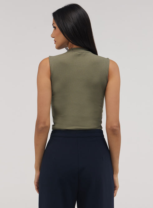 Rib Skinny Top - Khaki Green